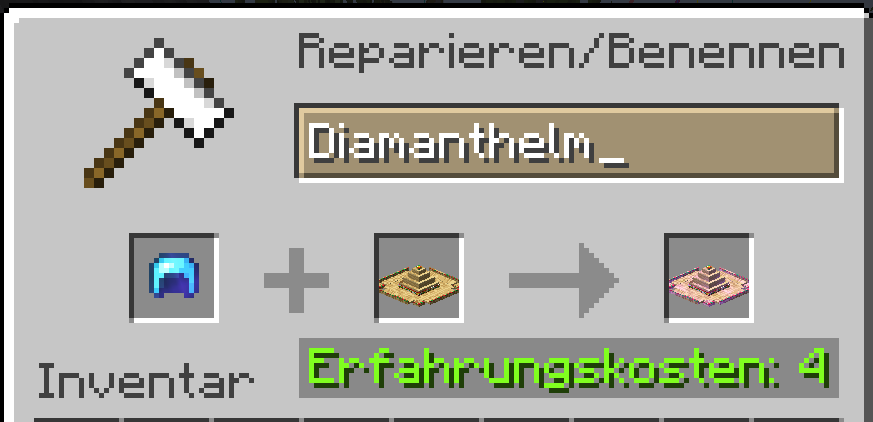 Amboss-Fusion: Beliebiger Helm im Slot 1 + Hut im Slot 2 = Verstärkter Hut
